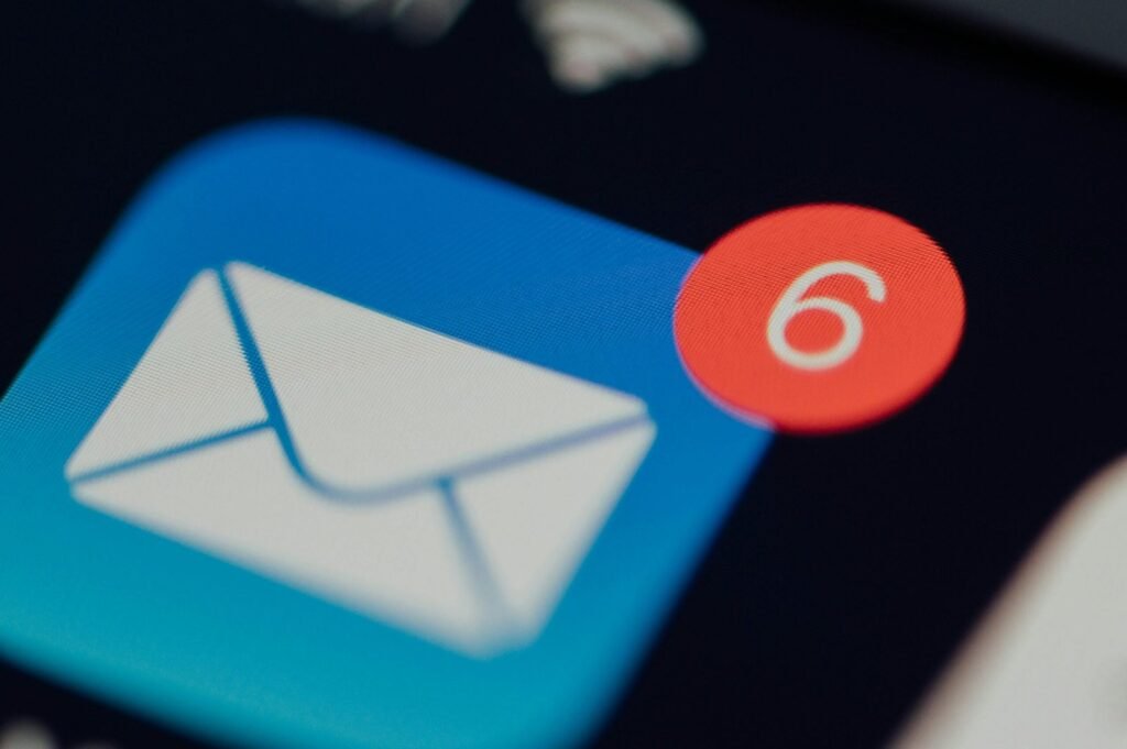 Business email message icon on a digital screen