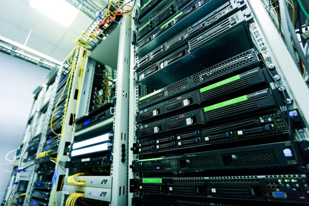 Server racks inside a data center