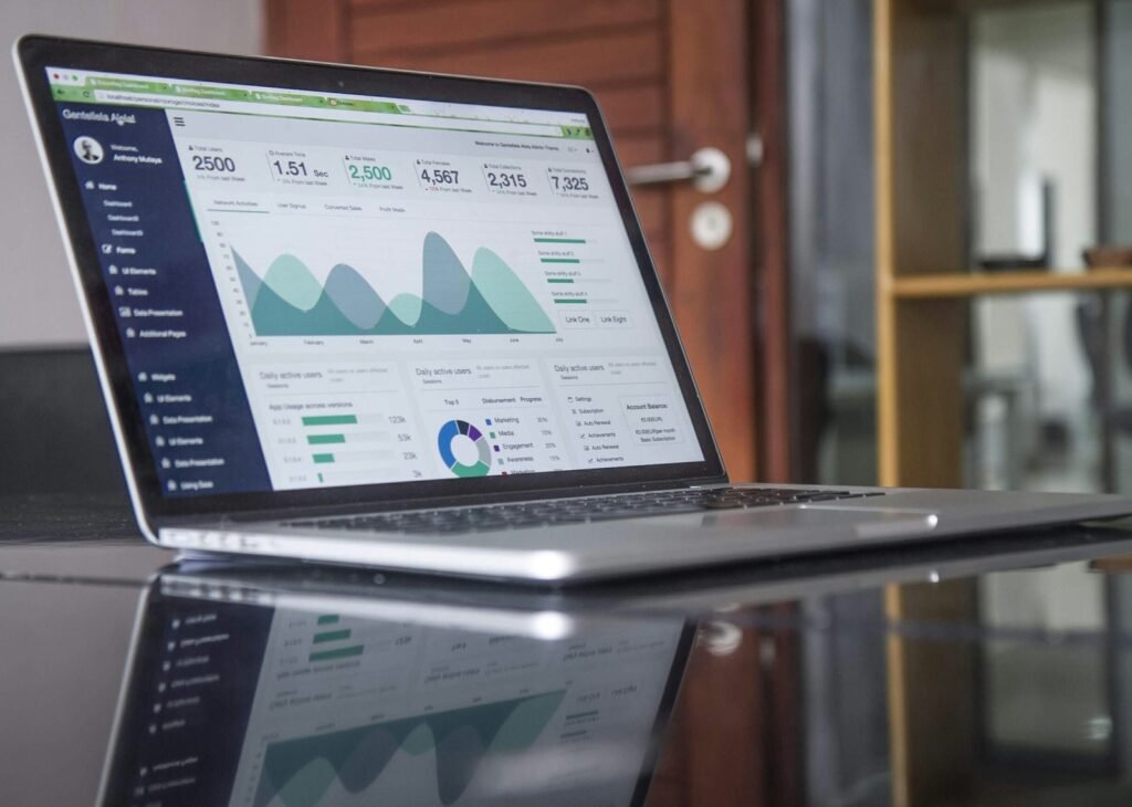Website analytics dashboard displayed on a laptop