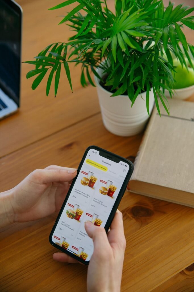 Customer browsing an online store on a mobile phone